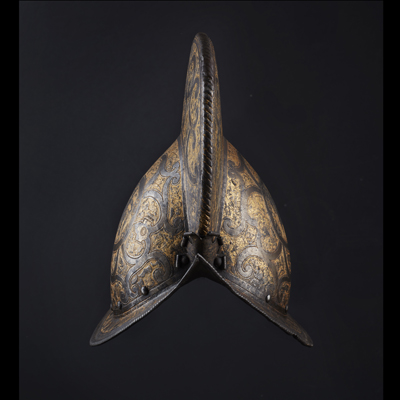 Morion, Italian Renaissance, etched and gilt